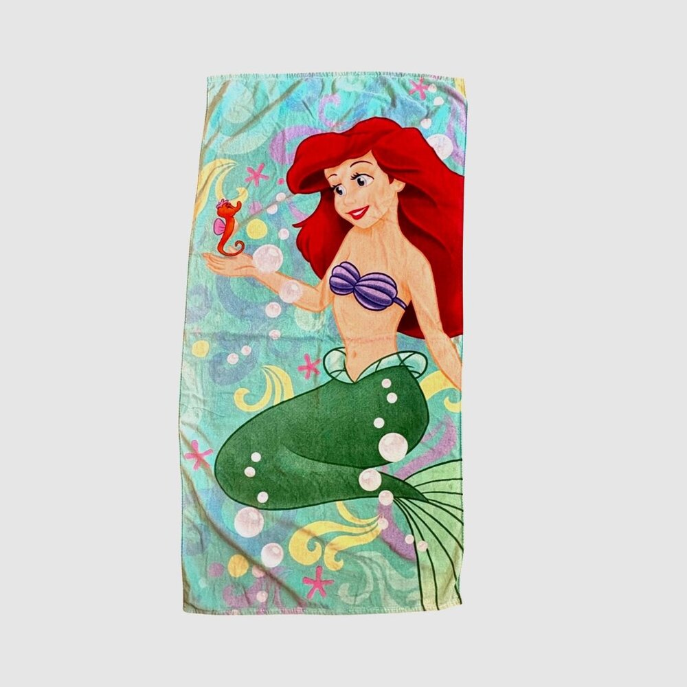 Disney Store The Little Mermaid Ariel Cotton Beach Towel 28"x56”